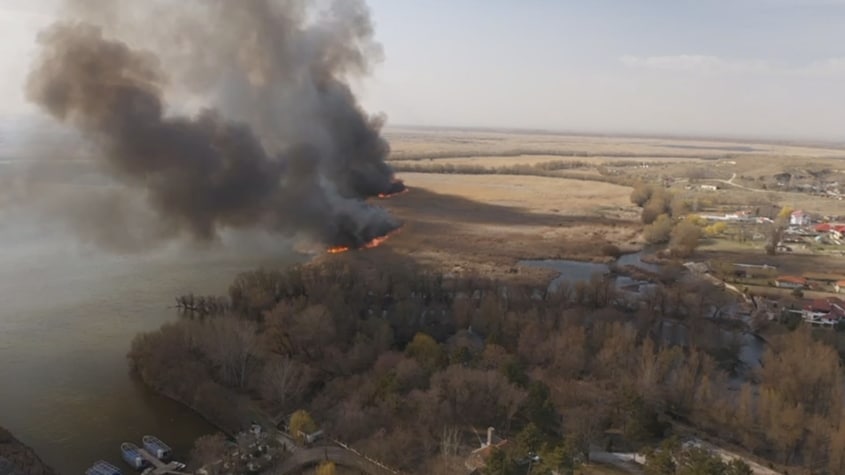 Delta Dunării cuprinsă de flăcări