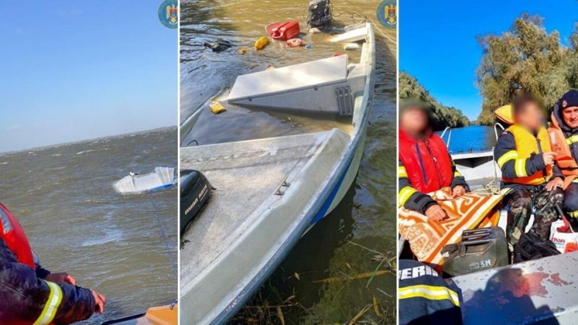 S-au răsturnat cu barca, în Delta Dunării