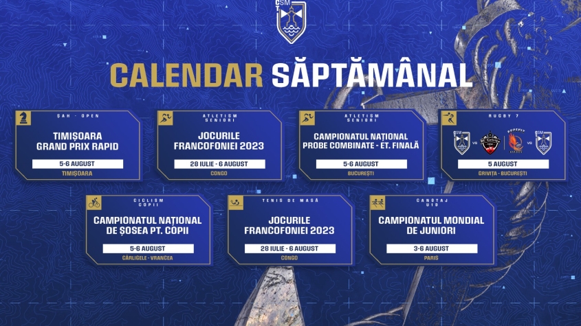 Vezi calendarul competițiilor la care participă sportivii legitimați la CSM Constanța